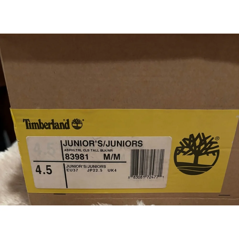 Timberland Tall Boots Youth 4.5 Black Leather Lace Up (fits women’s size 6.5)